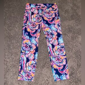 Lilly Pulitzer Kelly Stretch Ankle Pants Size 10 Nauti Navy Boho Bateau print